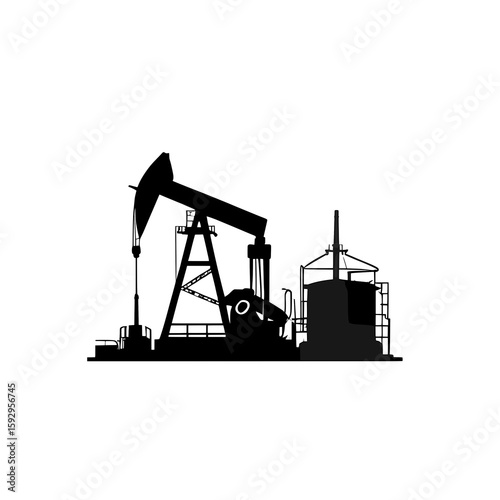 Petroleum infrastructure with extractor pump in side vector view