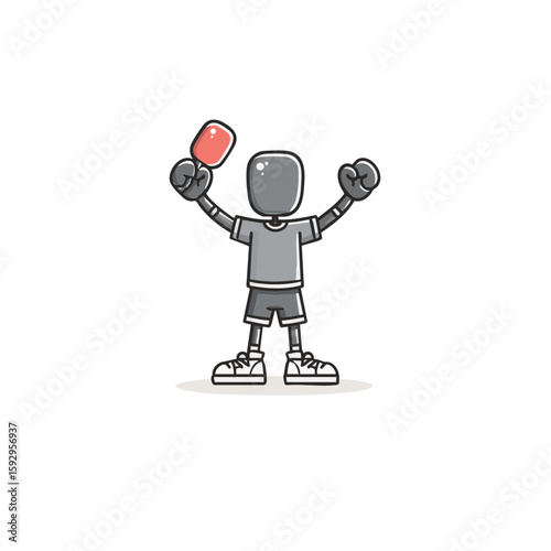 Headless Mascot Vector Art – Cartoon Pickleball Athlete Cheering – Flat Minimal 4-Color Design