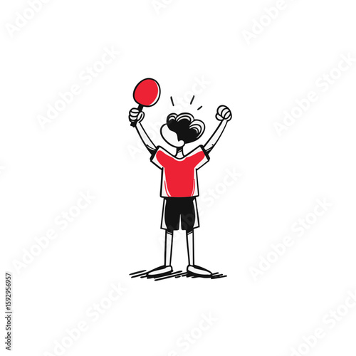 Headless Mascot Vector Art – Cartoon Pickleball Athlete Cheering – Flat Minimal 4-Color Design