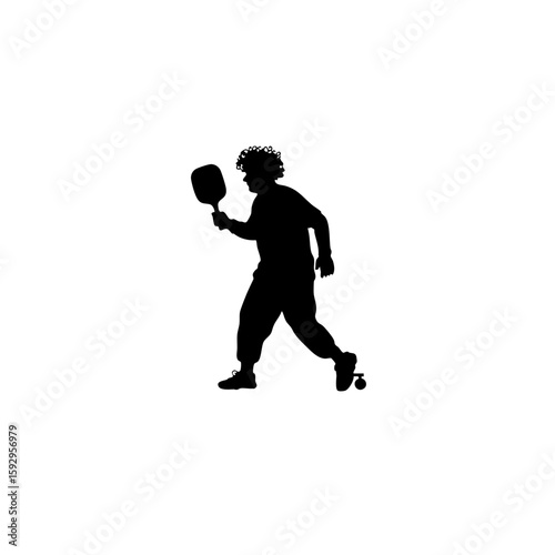 Headless Mascot Vector Art – Cartoon Pickleball Athlete Cheering – Flat Minimal 4-Color Design