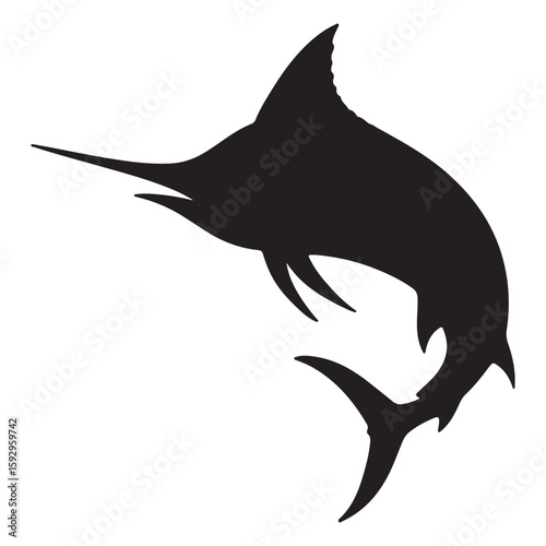 Jumping Marlin Fish Silhouette Icon for Ocean Themes