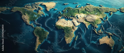 Fototapeta Naklejka Na Ścianę i Meble -  Detailed world map illustration