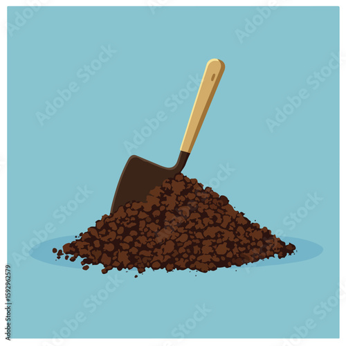 Gardening soil and shovel illustration