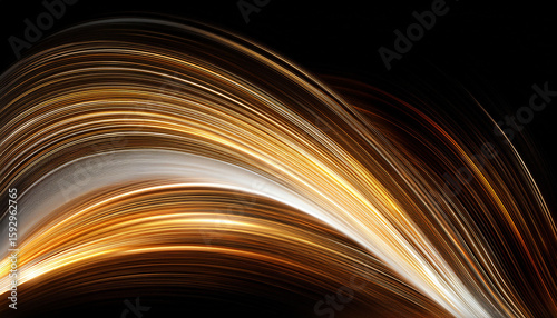 abstract light trails with golden streaks in motion