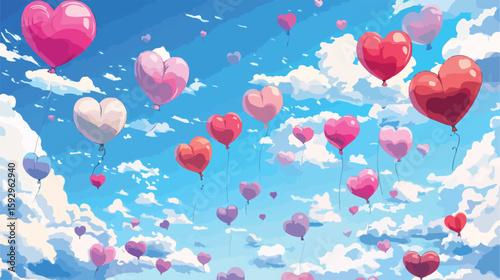Romantic Love Balloons Vector Illustration