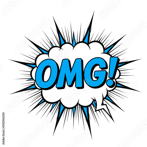 Comic speech bubble with the text OMG and burst graphic  