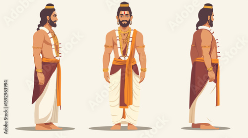 Hindu Adult Man Vector Character Illustration