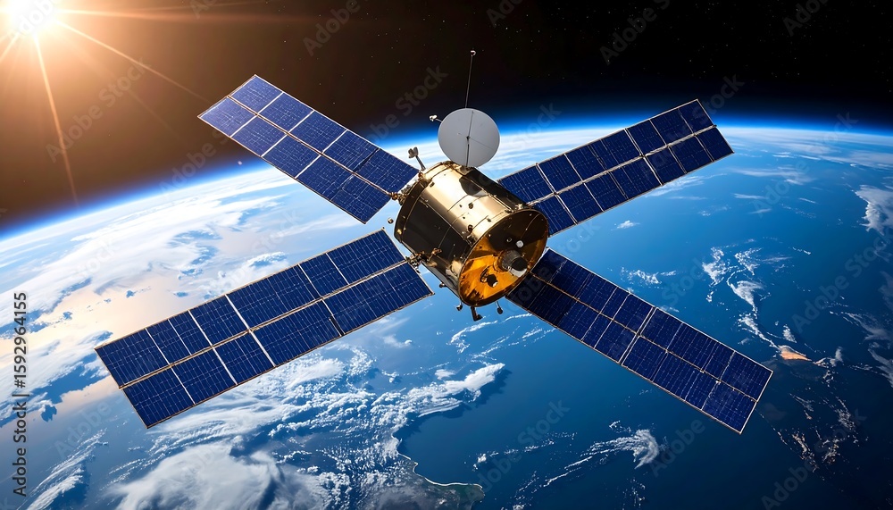 Fototapeta premium Satellite orbiting Earth (7)