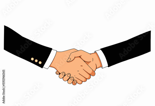 Two hands shaking in a business agreement with formal attire  