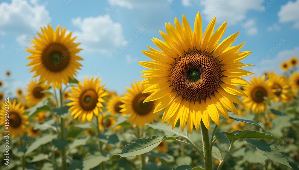Vibrant Sunflowers: A Summer Field of Golden Blooms AI Generated Vibrant Sunflowers: A Summer Field of Golden Blooms AI Generated