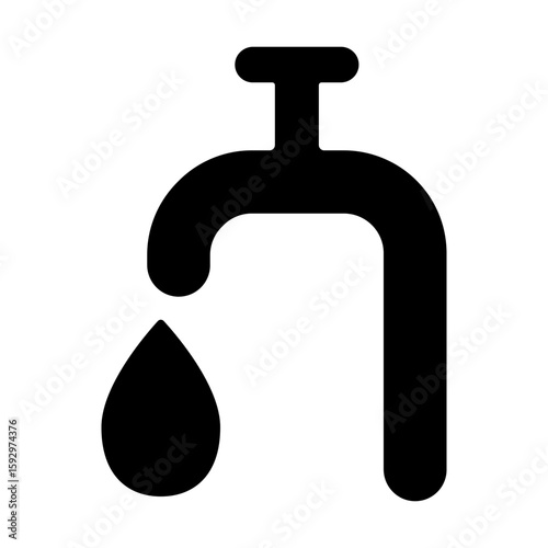 水が出ている蛇口のシルエットアイコン