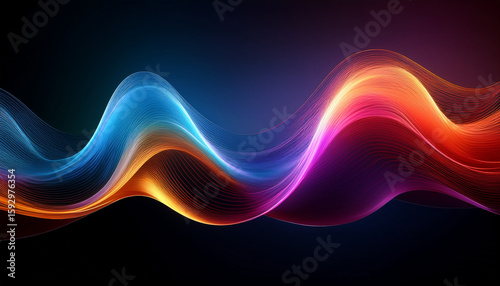 colorful waves dance on a dark background evoking a lively movement