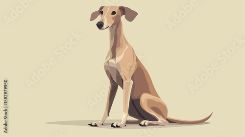 Greyhound Dog Sitting Flat Vector Icon