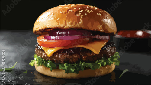 Delicious Grilled Beef Burger with Cheese