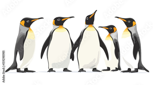 Playful Penguin Characters Flat Vector Illustration