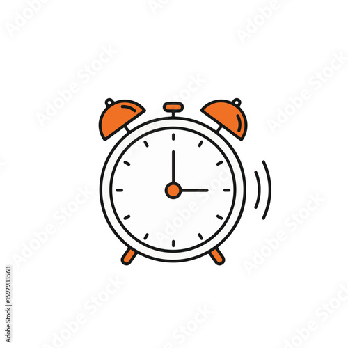 A detailed close-up illustration of a vintage alarm clock, designed with a retro style and classic aesthetic.