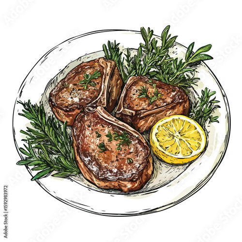 Veal Milanese Sketch with Lemon