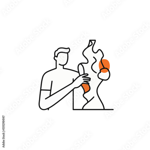 A man artistically creating an artistic sculpture.