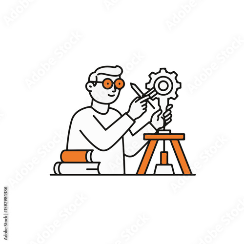 An individual is shown engrossed in the process of sculpting a gear