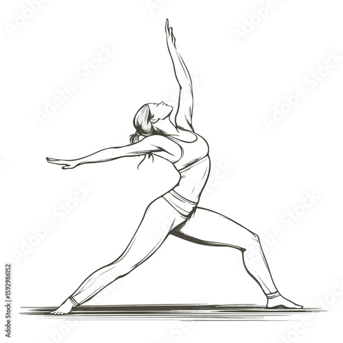Yoga stretching exercise hand-drawn illustration