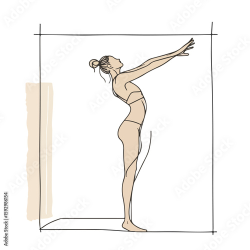 Yoga Stretching Exercise Woman Drawing