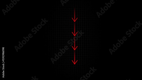 Arrows sign up to down animation concept, arrow sign symbol looping animation direction red color animated in transparent background in black color.