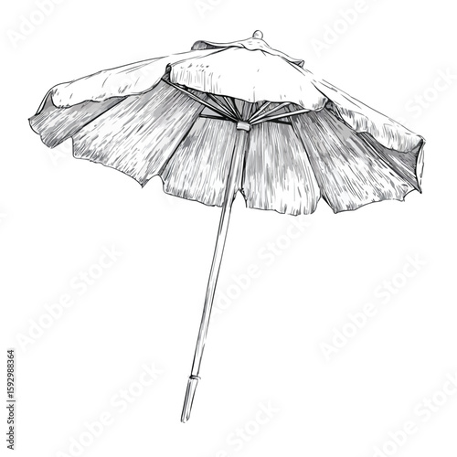 Beach Umbrella Sketch Symbol Isolated
