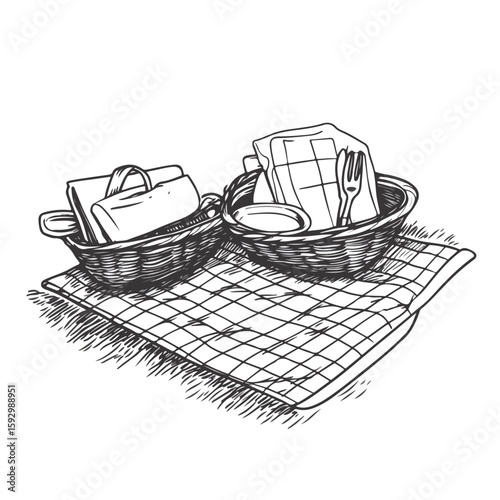 Checkered Picnic Blanket Sketch
