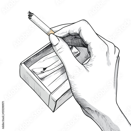 Woman holding cigarette hand-drawn sketch