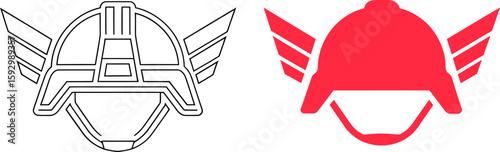 Vector art of a winged helmet represents speed, protection, and the spirit of a warrior, isolated on white background