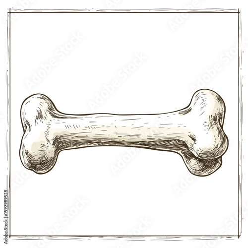 Detailed Dog Bone Sketch on White Background