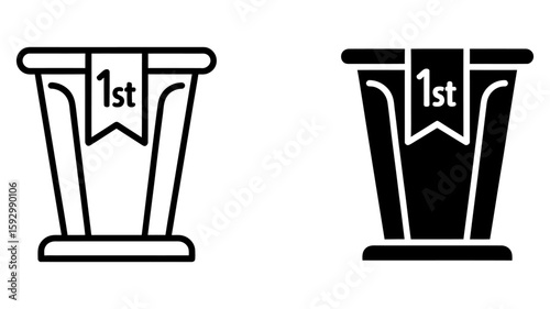 Vector art of a minimalist line art illustration of a first place trophy, isolated on white background