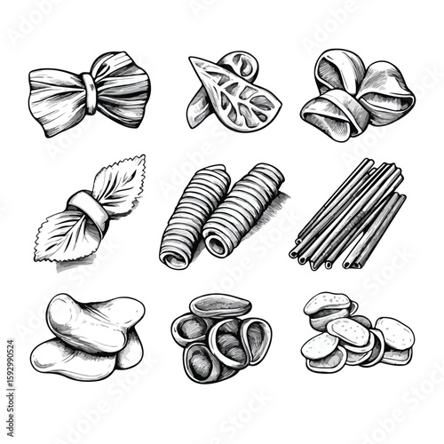 Hand Drawn Italian Pasta Set