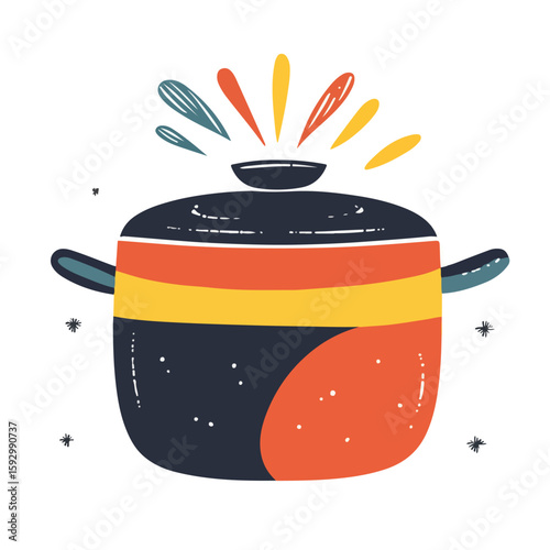 Kitchen Pot Flat Vector Illustration