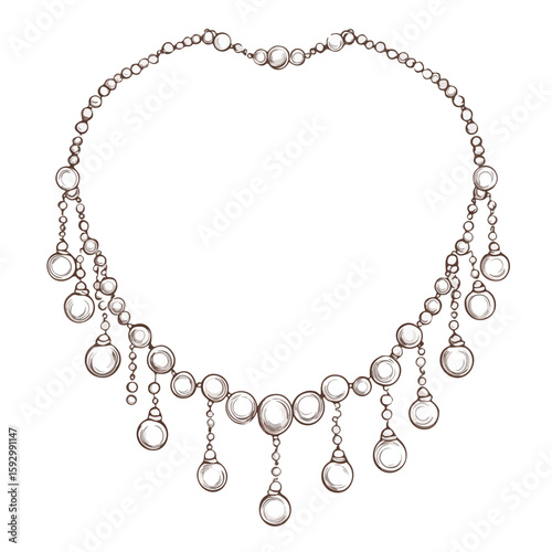 Hand-Drawn Pearl Necklace Sketch Symbol