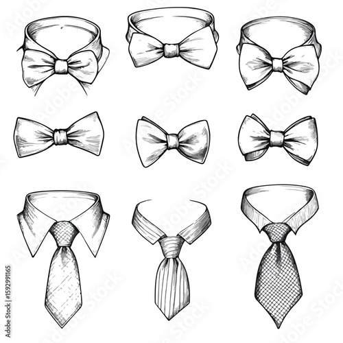Sketch set of collars with ties