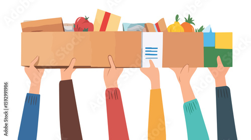 Community Donation Drive Vector Illustration