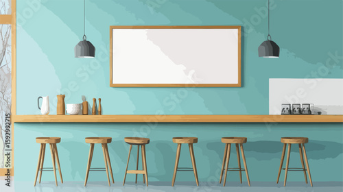Kitchen Wall Whiteboard Installation Vector Illustration