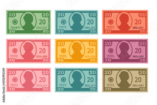 Vector play money bills for family game nights and monopoly houses are included in this set of banknotes for board games
