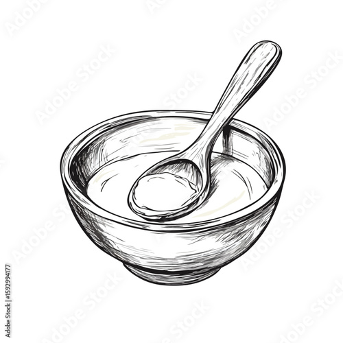 Hand-drawn sketch of waxing bowl
