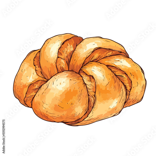 Hand-Drawn Challah Bread Sketch on White Background