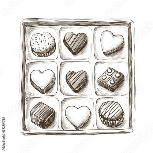 Hand-drawn Chocolate Sweets Box Sketch