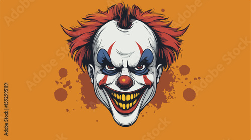 Cheerful clown head in comic style