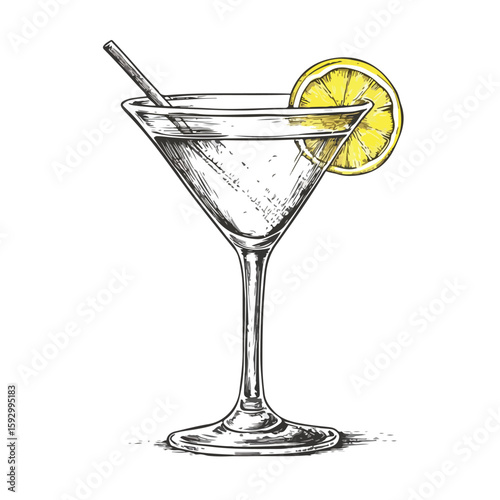 Martini cocktail drink hand-drawn sketch