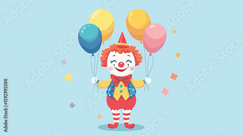 Cheerful Clown Balloon Illustration