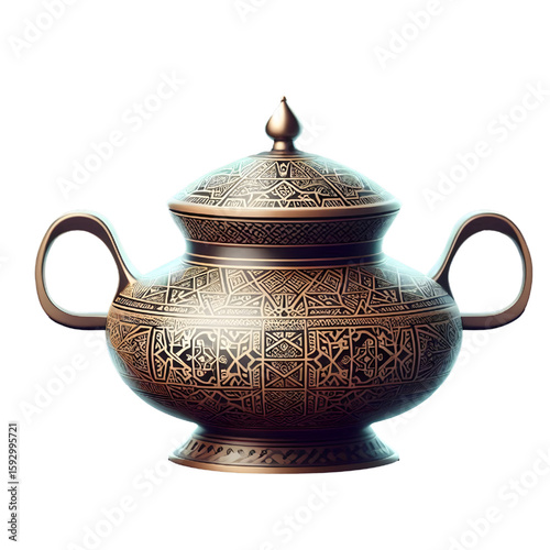 A traditional incense burner (Mabkhara) emitting smoke transparent background
