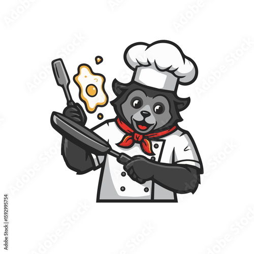 Adorable Chef Cat Mascot with Spoon and Whisk – Ideal for Restaurants, Food Blogs, Culinary Schools, and Delicious Food-Related Brands.