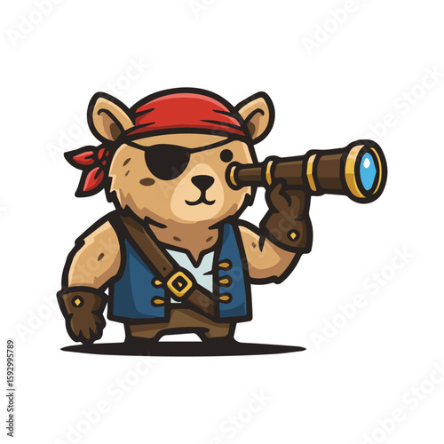 Wallpaper Mural Bear Mascot Pirate with Eye Patch and Sword in Vector Illustration Style Torontodigital.ca