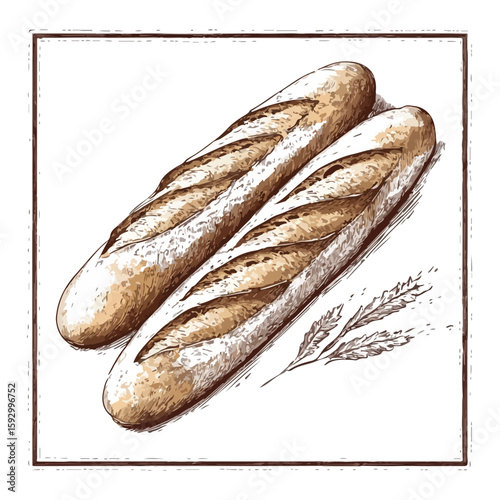 French Baguette Bread Sketch