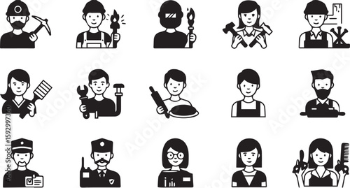 Flat Worker Icon Vector Showing Job Role or Occupation